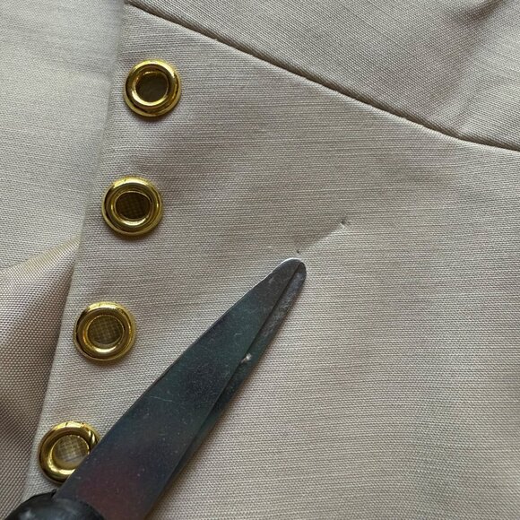 MICHAEL Michael Kors Size 10 Sand Beige with Gold Grommet Cutaway Blazer Jacket - Picture 8 of 16